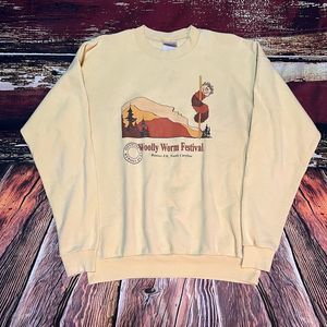 Vintage Woolly Worm Festival Sweatshirt Banner Elk NC Yellow